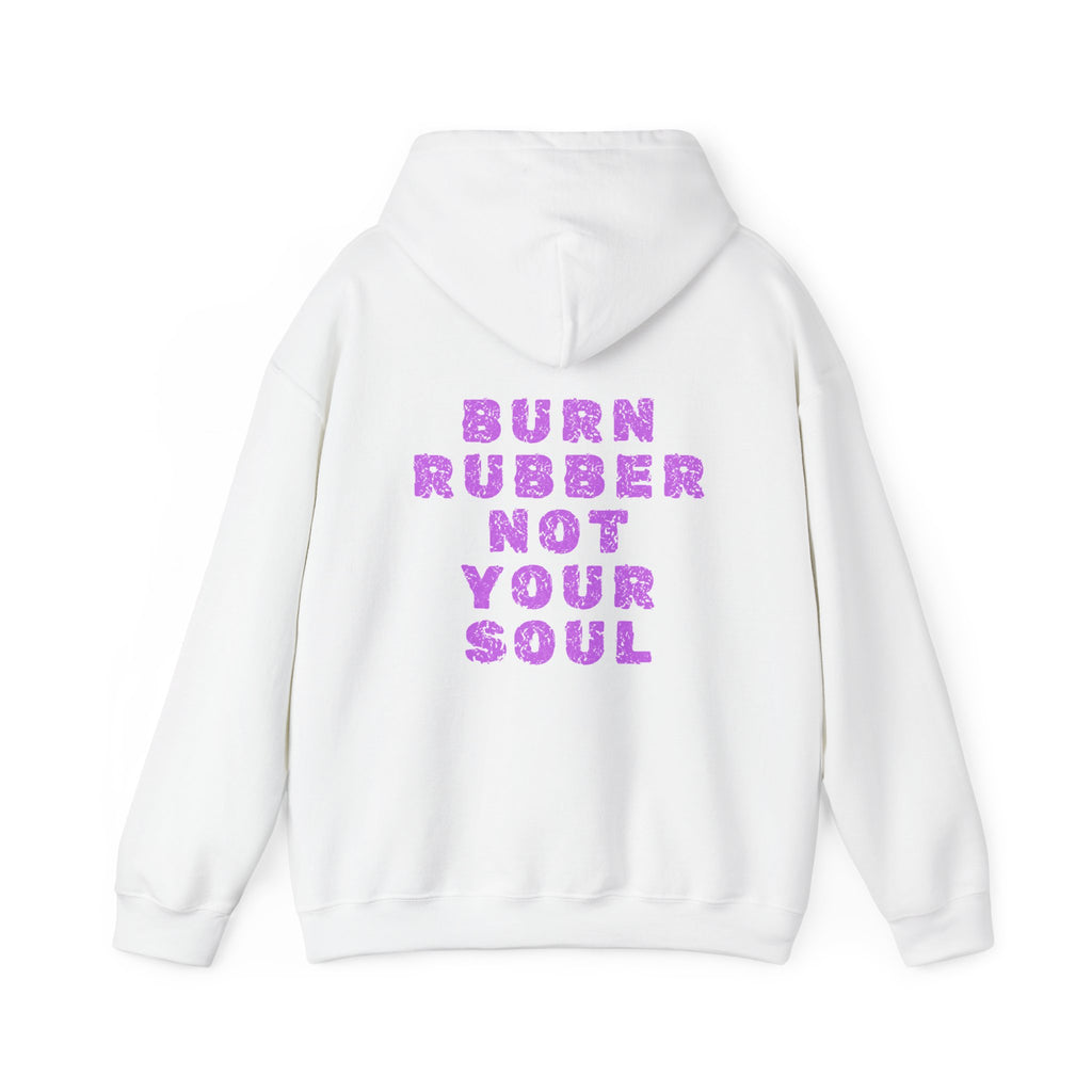 Unisex Heavy Blend™ Hooded Sweatshirt (Burn Rubber, Not Your Soul) Back
