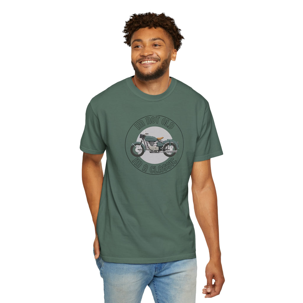 Non UK Sales Motorbike t-shirt  (Im not old, Im a classic) B/W