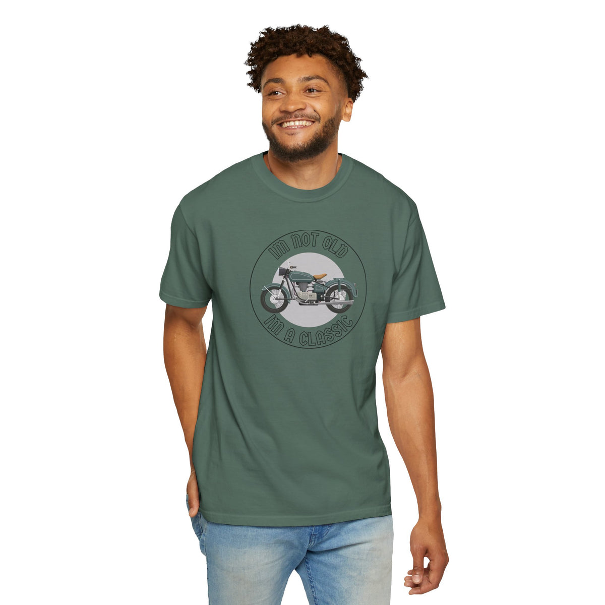 Non UK Sales Motorbike t-shirt  (Im not old, Im a classic) B/W