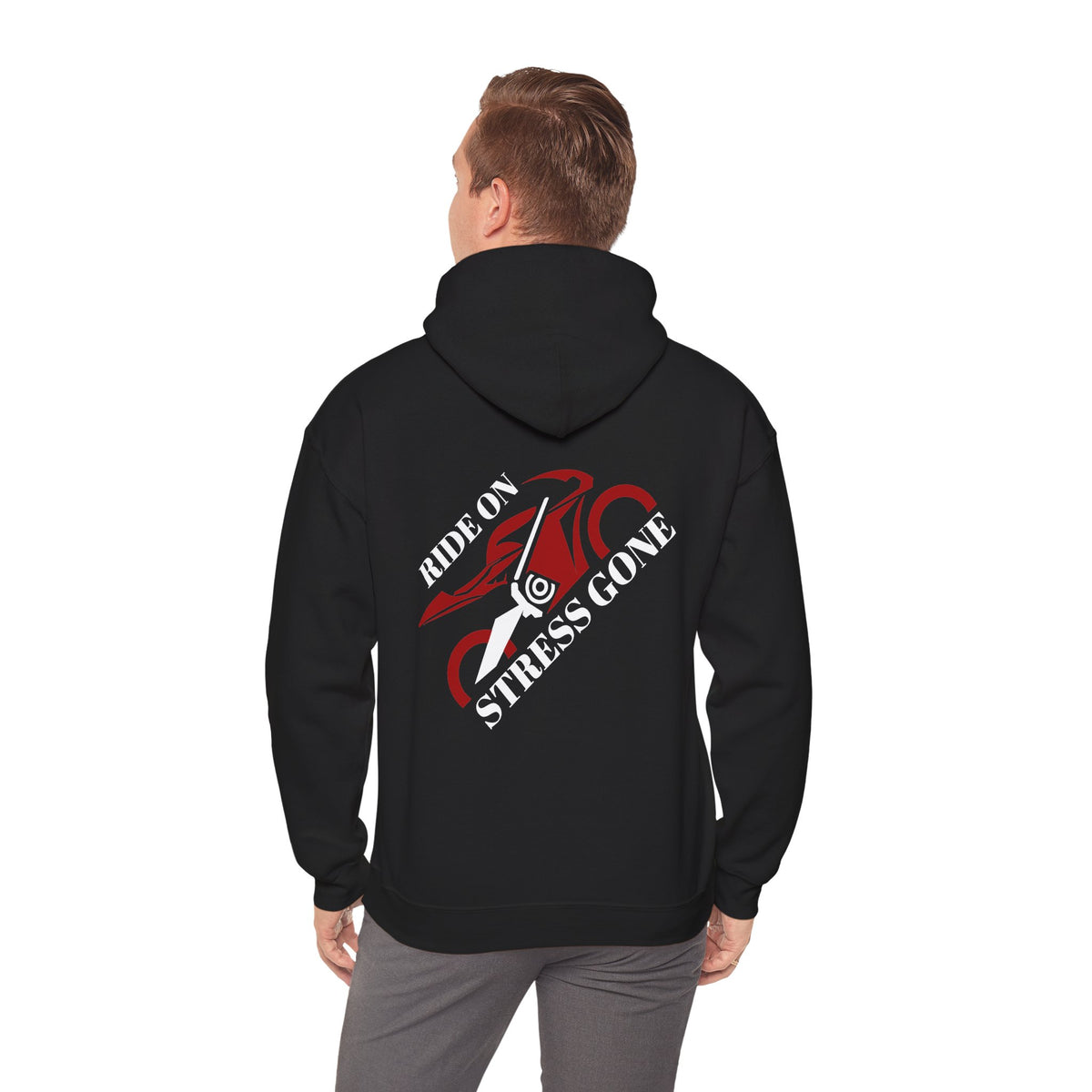 Unisex Heavy Blend™ Hooded Sweatshirt (Ride on, Stress gone) 2