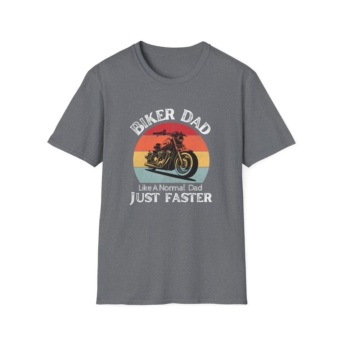 Motorbike T-shirt with 'Biker dad, Like a normal dad, Just faster' (2)