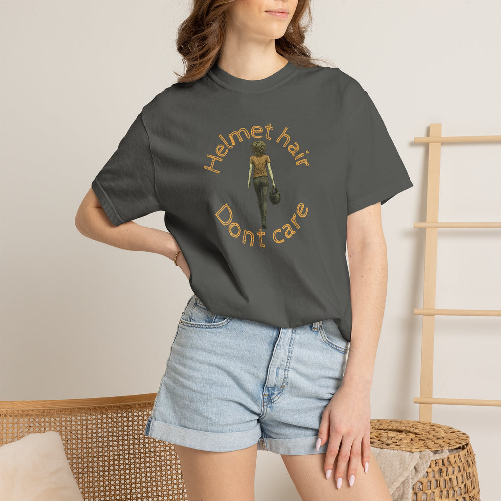 Non UK Sales Motorbike t-shirt  (Helmet hair, Dont care) Y/B