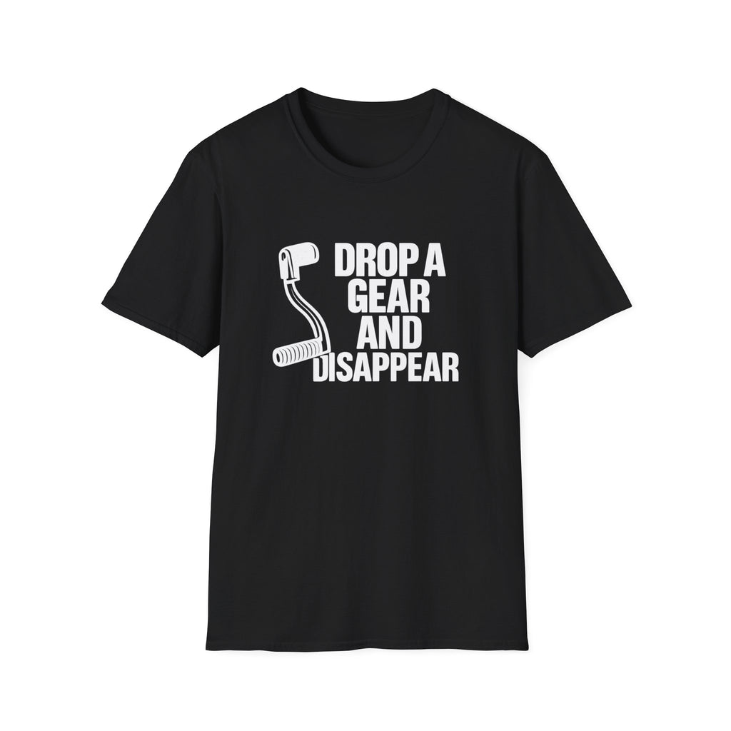 Motorbike T-shirt with 'Drop a gear and disappear'