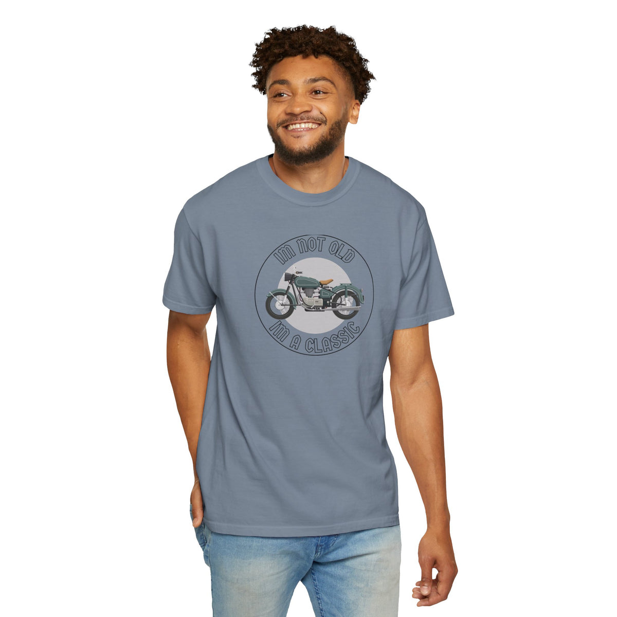 Non UK Sales Motorbike t-shirt  (Im not old, Im a classic) B/W