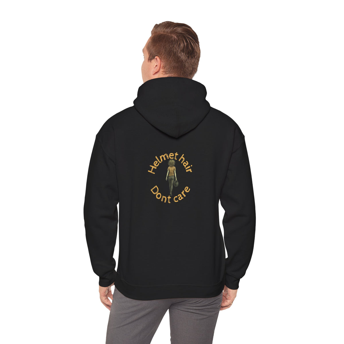 Non UK Sales Hooded Sweatshirt (Helmet hair, Don't care) Y/B