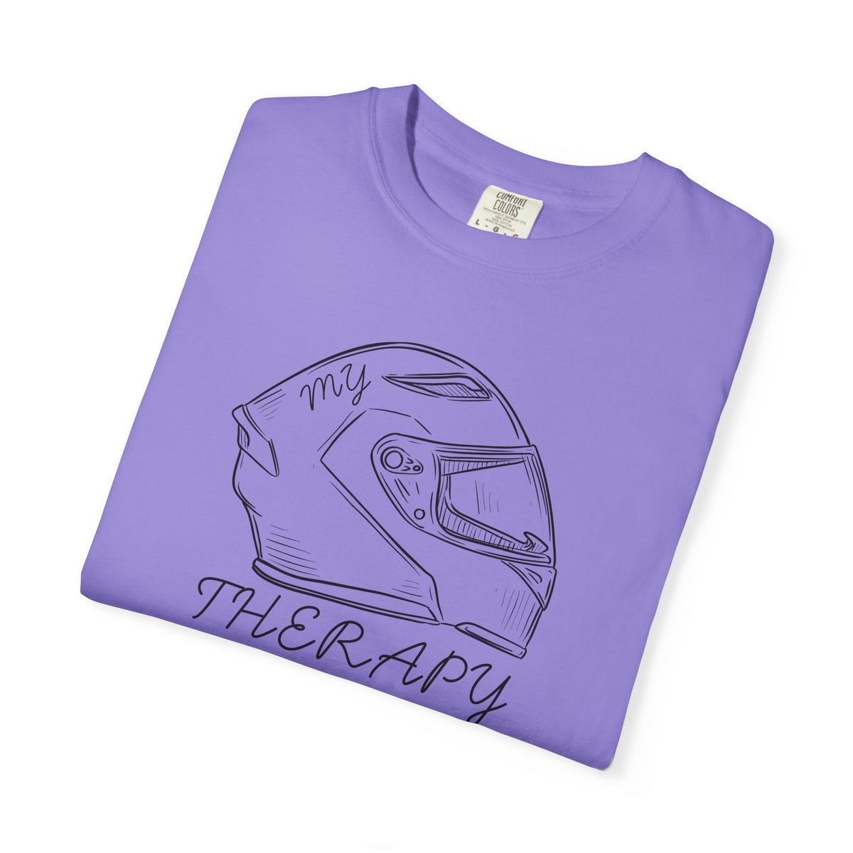 Non UK Sales Motorbike t-shirt  (My therapy)  Helmet B/W