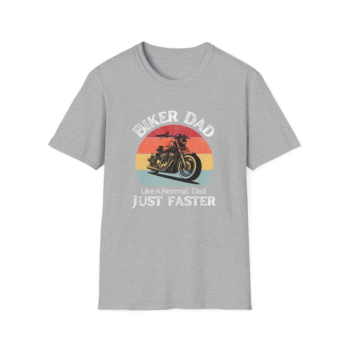 Motorbike T-shirt with 'Biker dad, Like a normal dad, Just faster' (2)