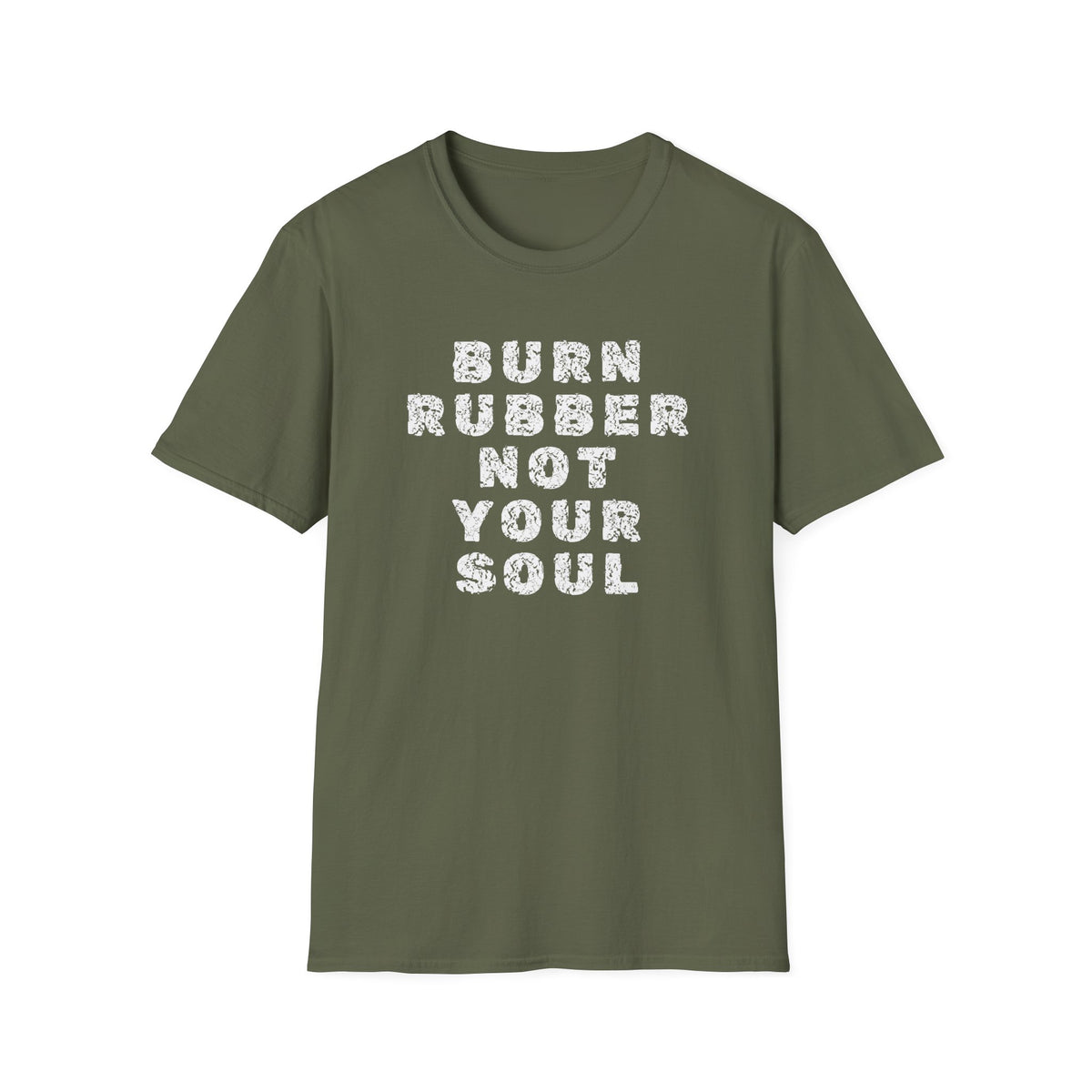 Motorbike T-shirt with 'Burn Rubber, Not your Soul' (5)