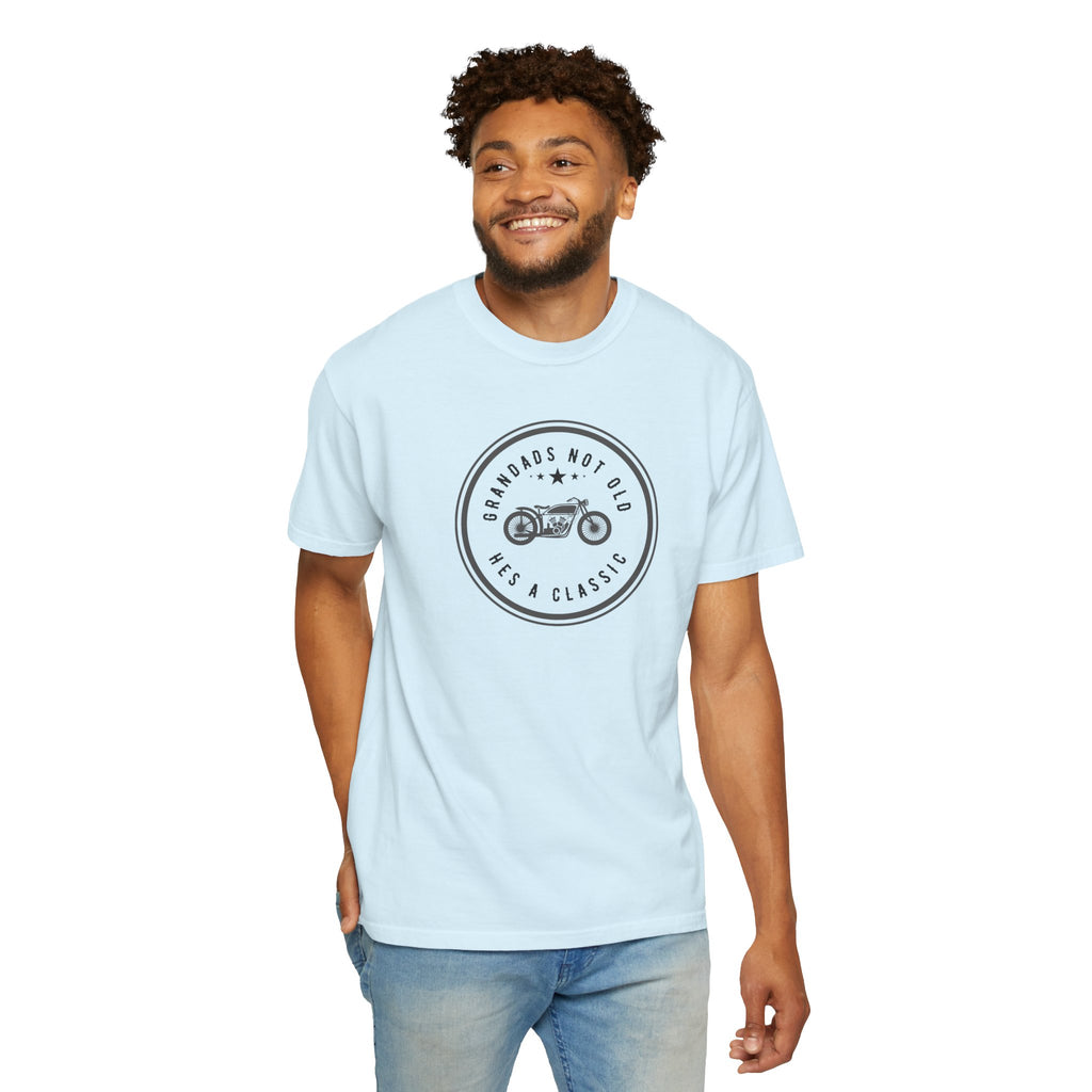 Non UK Sales Motorbike t-shirt  (Grandads not old, Hes a classic) B/W