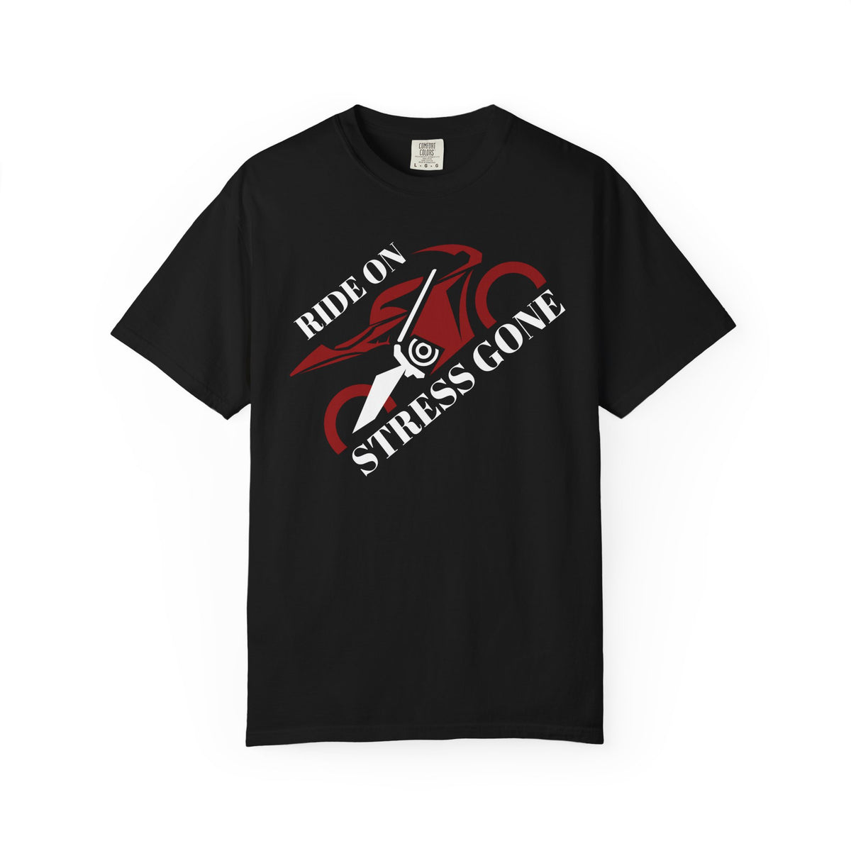 Non UK Sales Motorbike t-shirt  (Ride on, Stress gone)  R/BA
