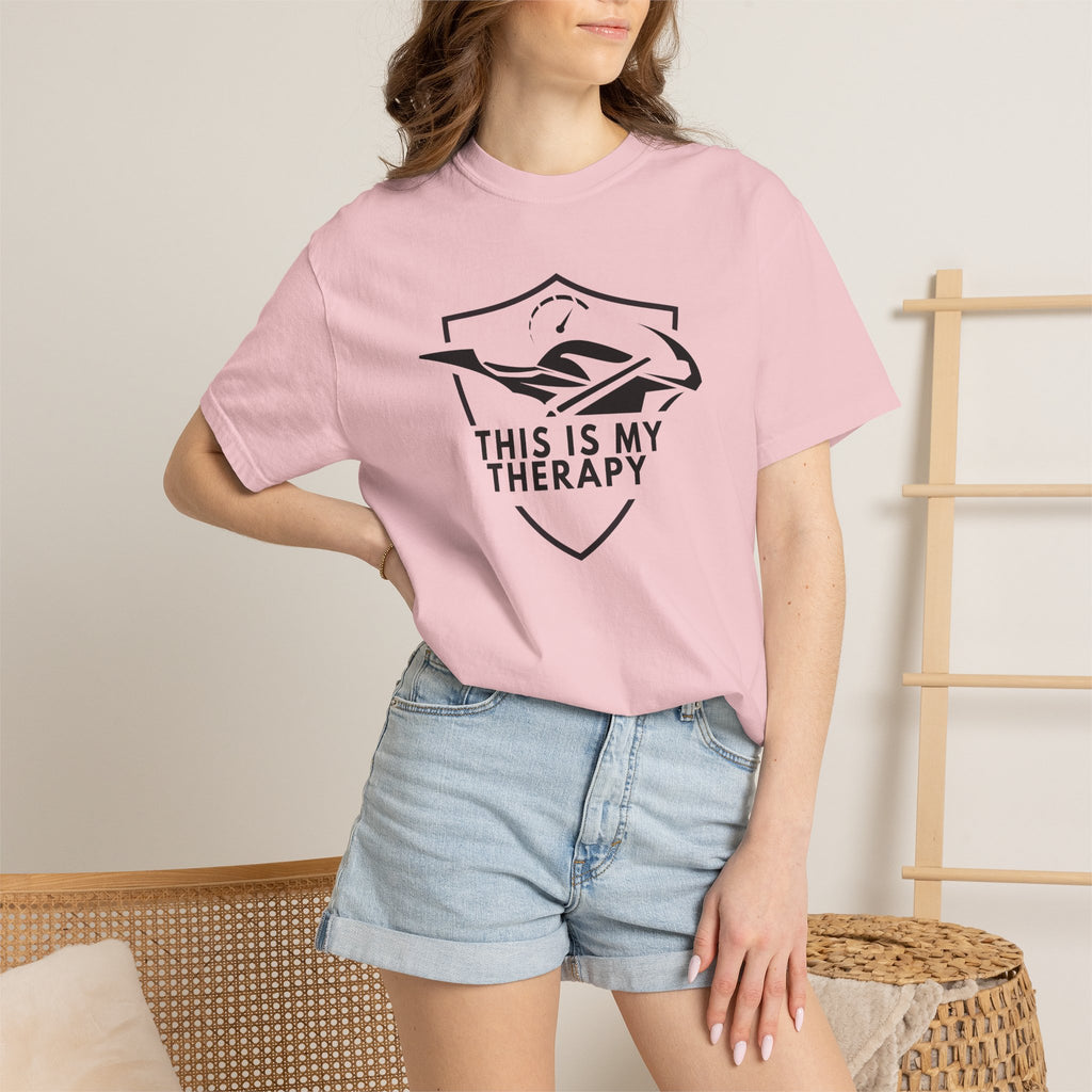 Non UK Sales Motorbike t-shirt  (This is my therapy)  B/W