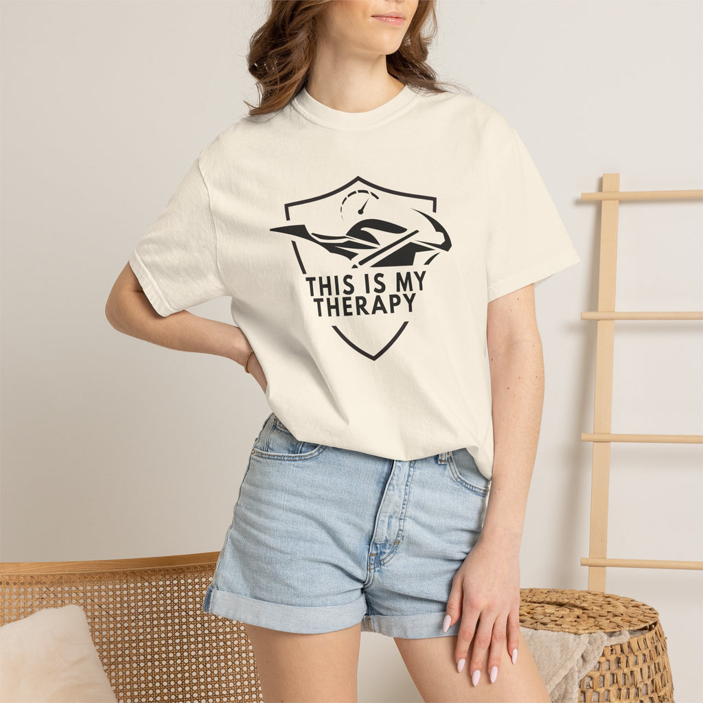 Non UK Sales Motorbike t-shirt  (This is my therapy)  B/W