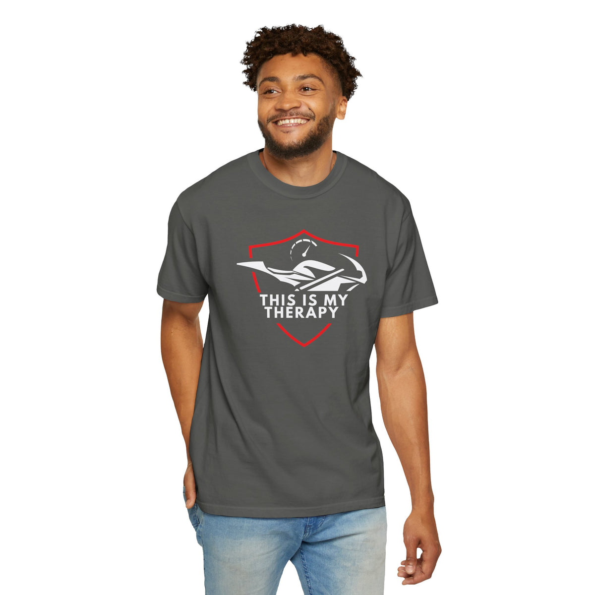 Non UK Sales Motorbike t-shirt  (This is my therapy)  WR/B