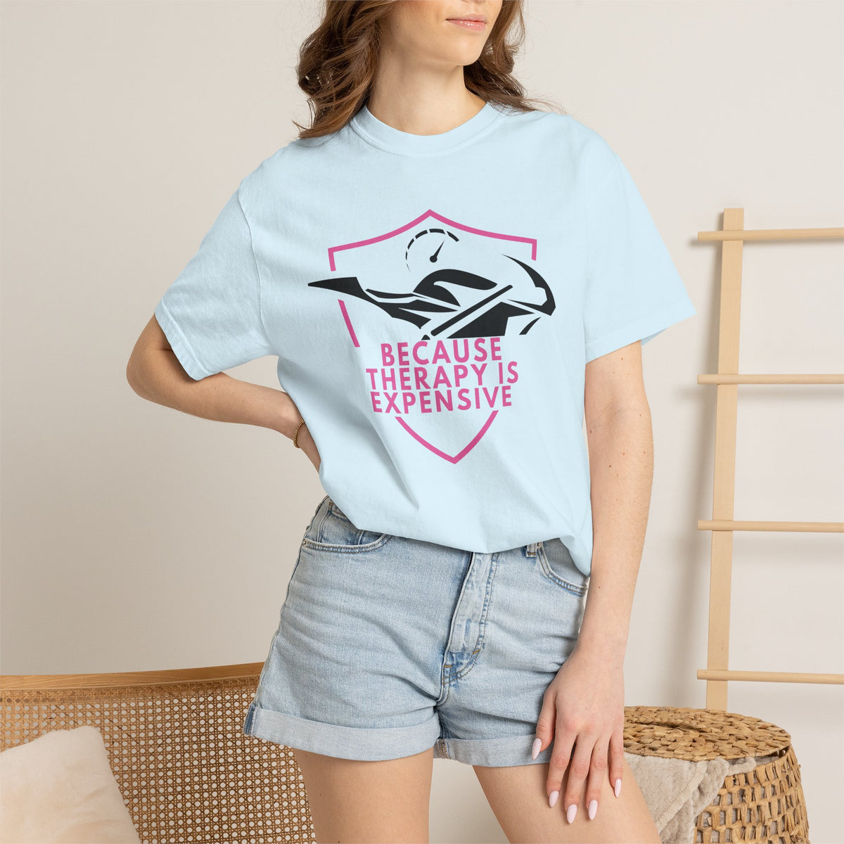 Non UK Sales Motorbike t-shirt  (Because Therapy is expensive) P/W