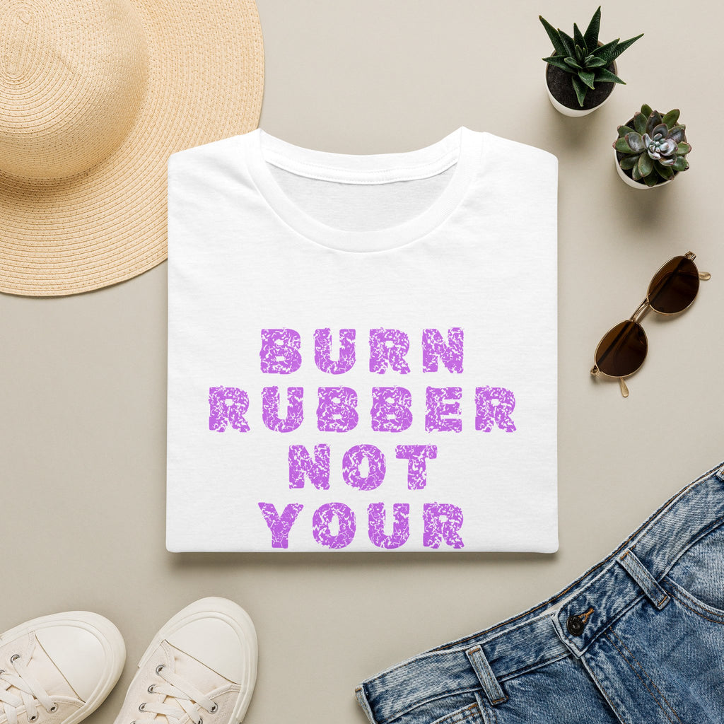 Motorbike T-shirt with 'Burn Rubber, Not your Soul' (3)