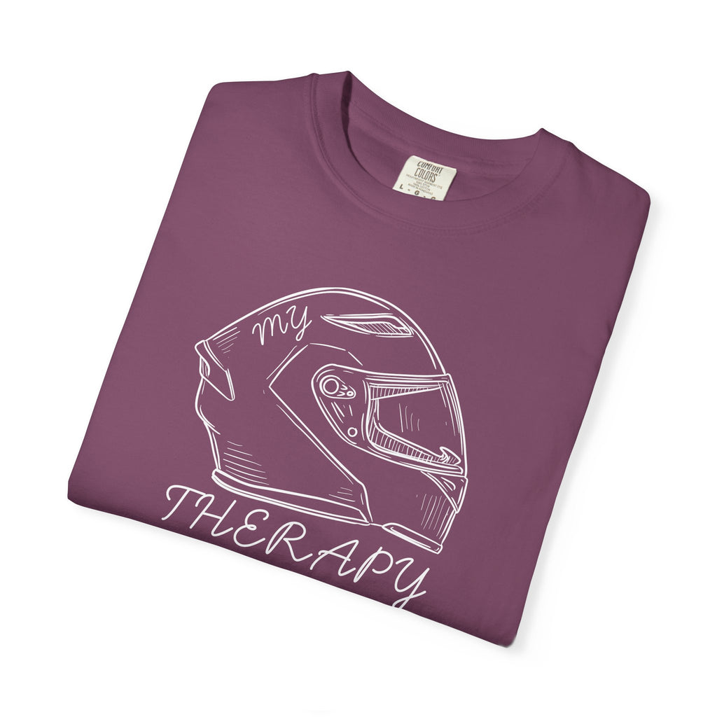 Non UK Sales Motorbike t-shirt  (My therapy)  Helmet W/B