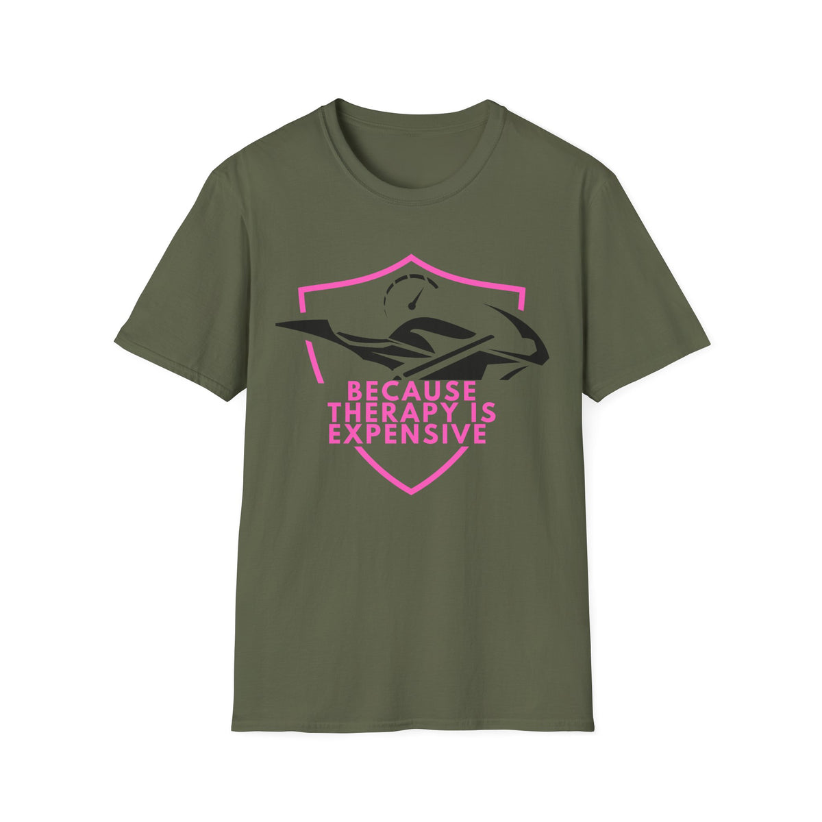 Motorbike T-shirt with 'Because Therapy is Expensive' (3)