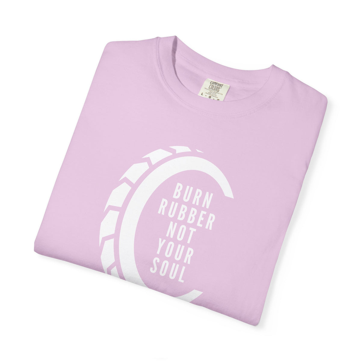 Non UK Sales Motorbike t-shirt  (Burn rubber, Not your soul) Words W/B