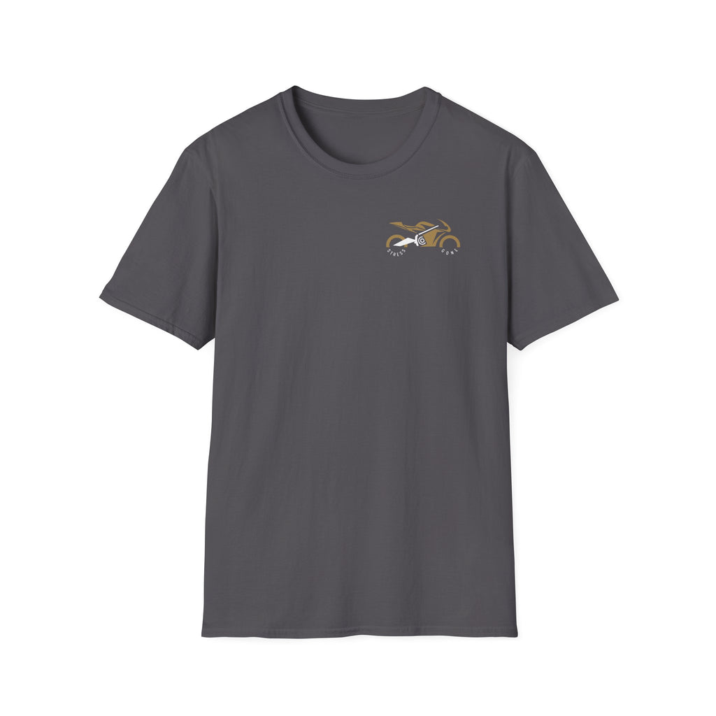 Motorbike T-shirt with 'Stress Gone' Small Logo
