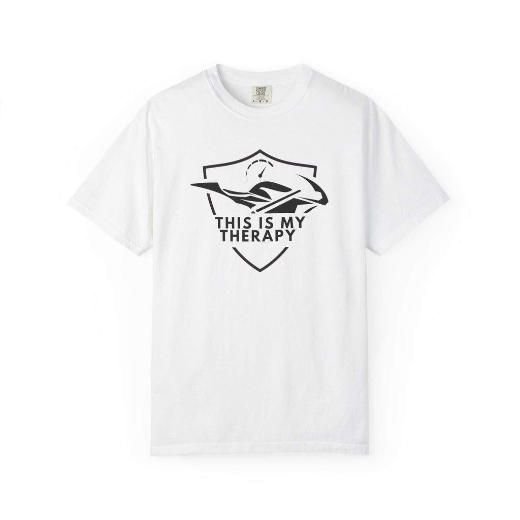 Non UK Sales Motorbike t-shirt  (This is my therapy)  B/W