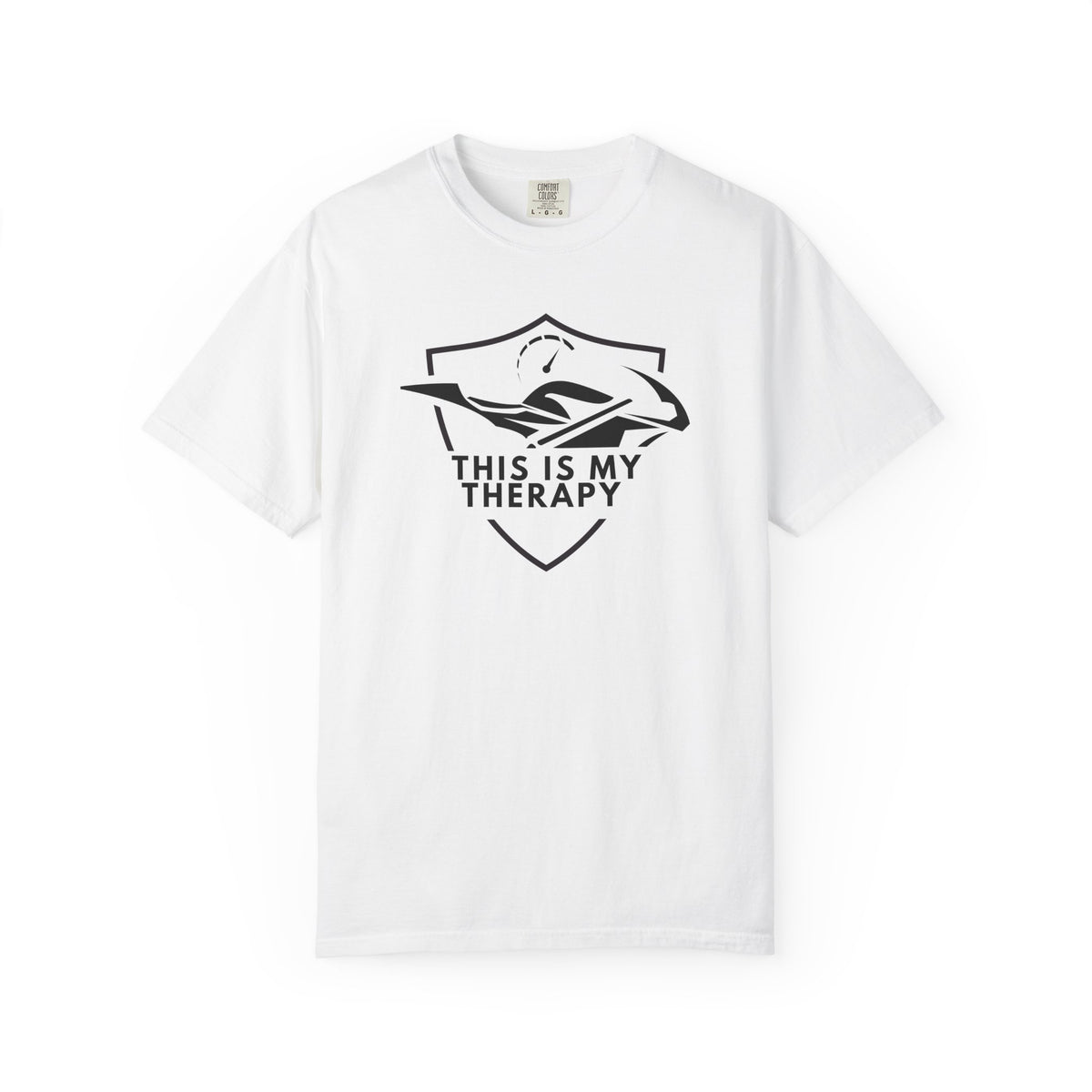 Non UK Sales Motorbike t-shirt  (This is my therapy)  B/W