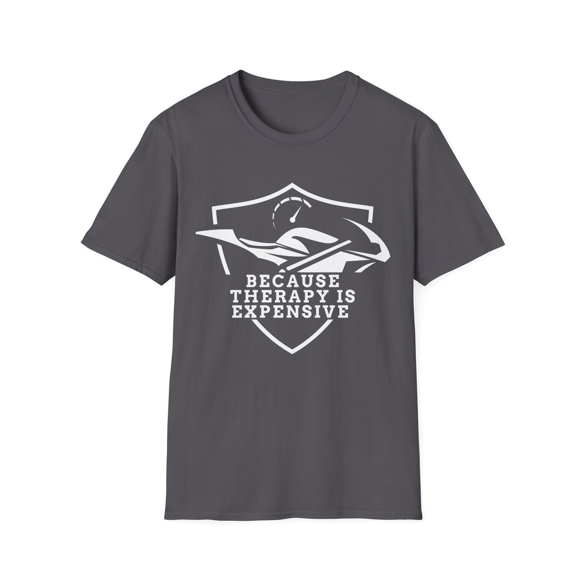 Motorbike T-shirt with 'Because Therapy is Expensive' (1)
