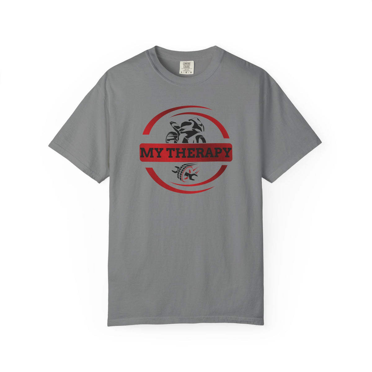 Non UK Sales Motorbike t-shirt  (My therapy) Swirl R/W