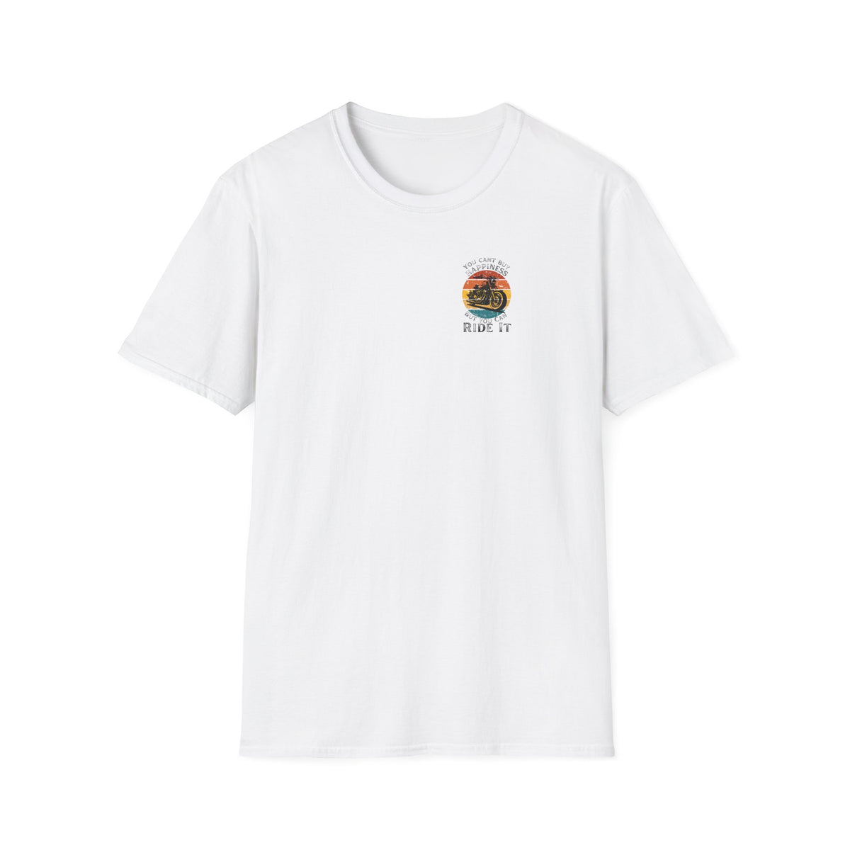 Motorbike T-shirt with You Cant Buy Happiness, But You Can Ride It' Small Logo