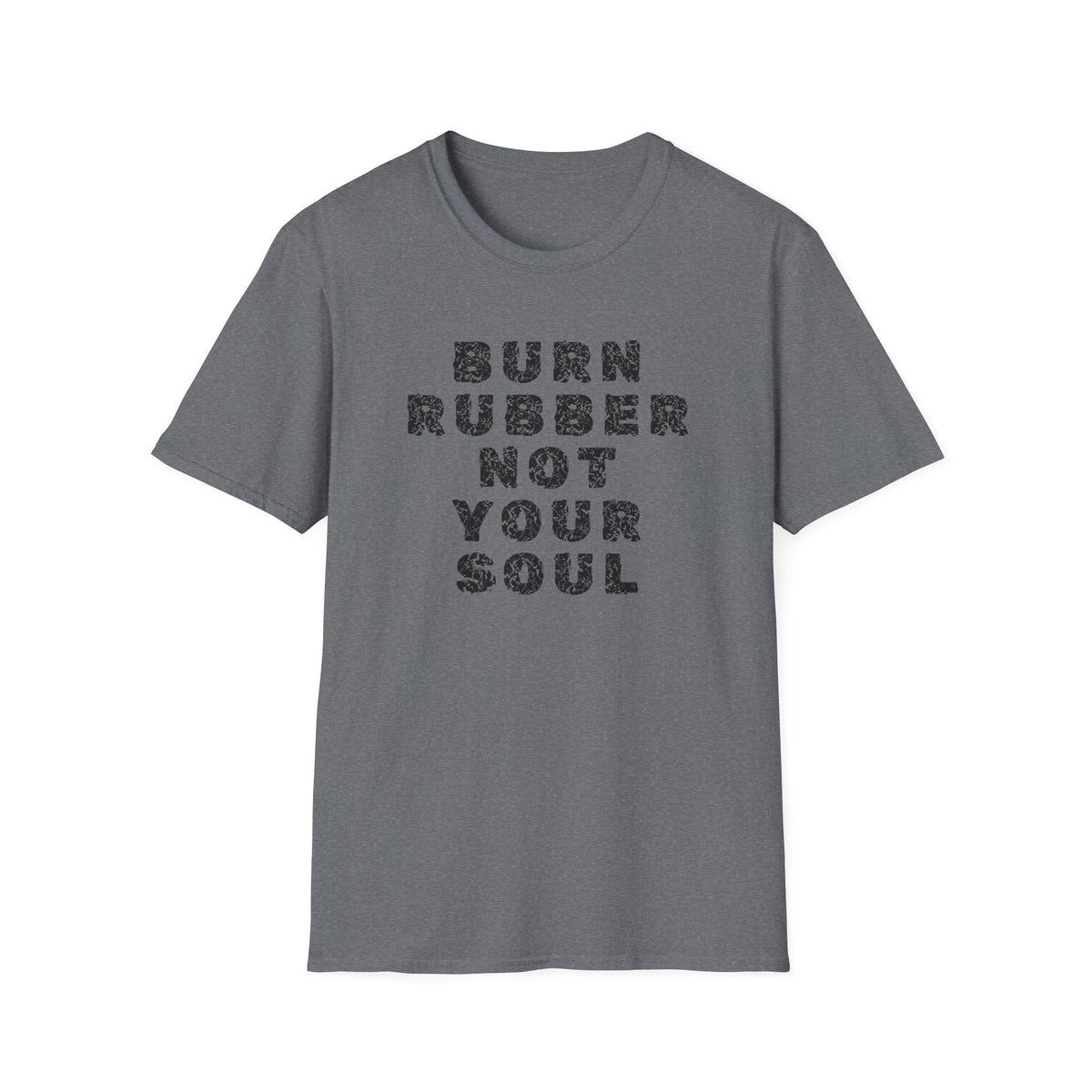 Motorbike T-shirt with 'Burn Rubber, Not your Soul' (2)