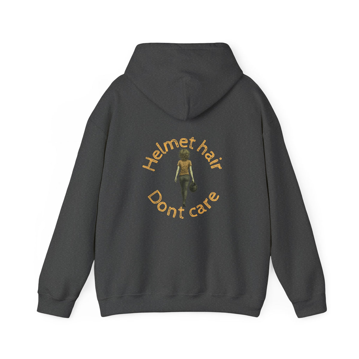 Unisex Heavy Blend™ Hooded Sweatshirt (Helmet Hair, Dont Care) 2 Back