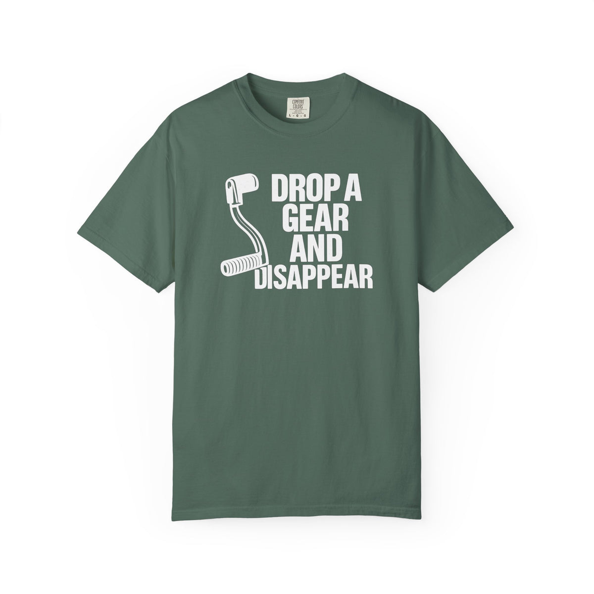 Non UK Sales Motorbike t-shirt  (Drop a gear and disappear) Words W/B