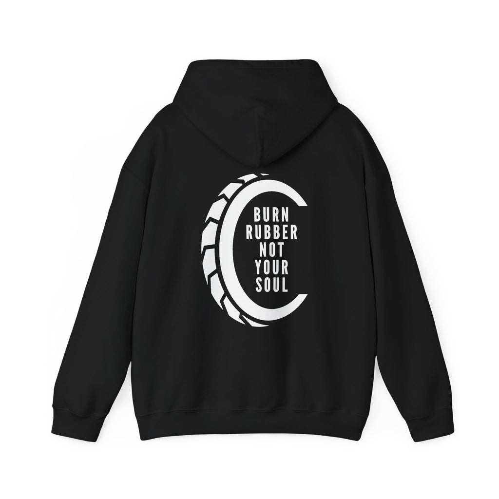Unisex Heavy Blend™ Hooded Sweatshirt (Burn Rubber, Not Your Soul 2) Back
