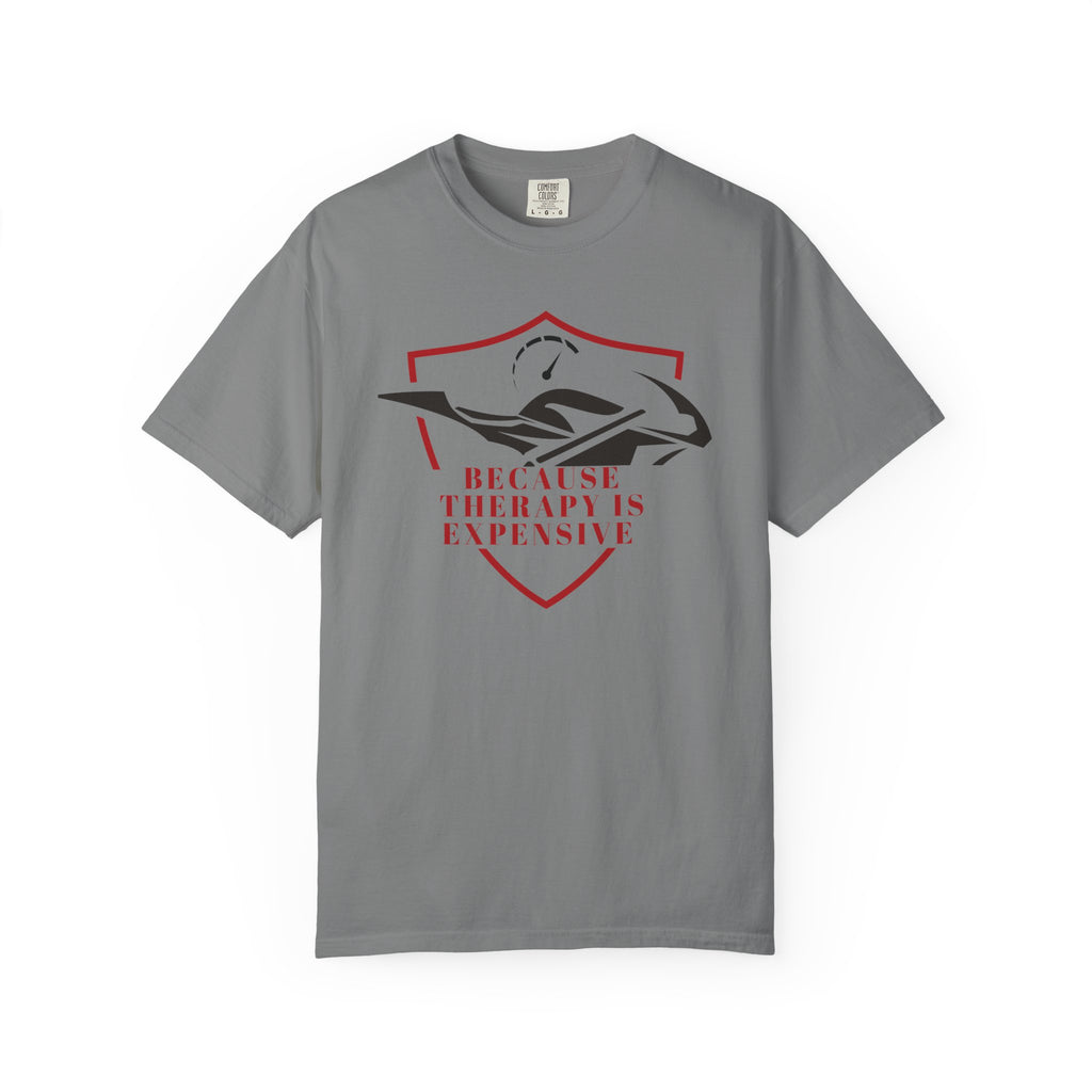 Non UK Sales Motorbike t-shirt  (Because Therapy is expensive) R/W