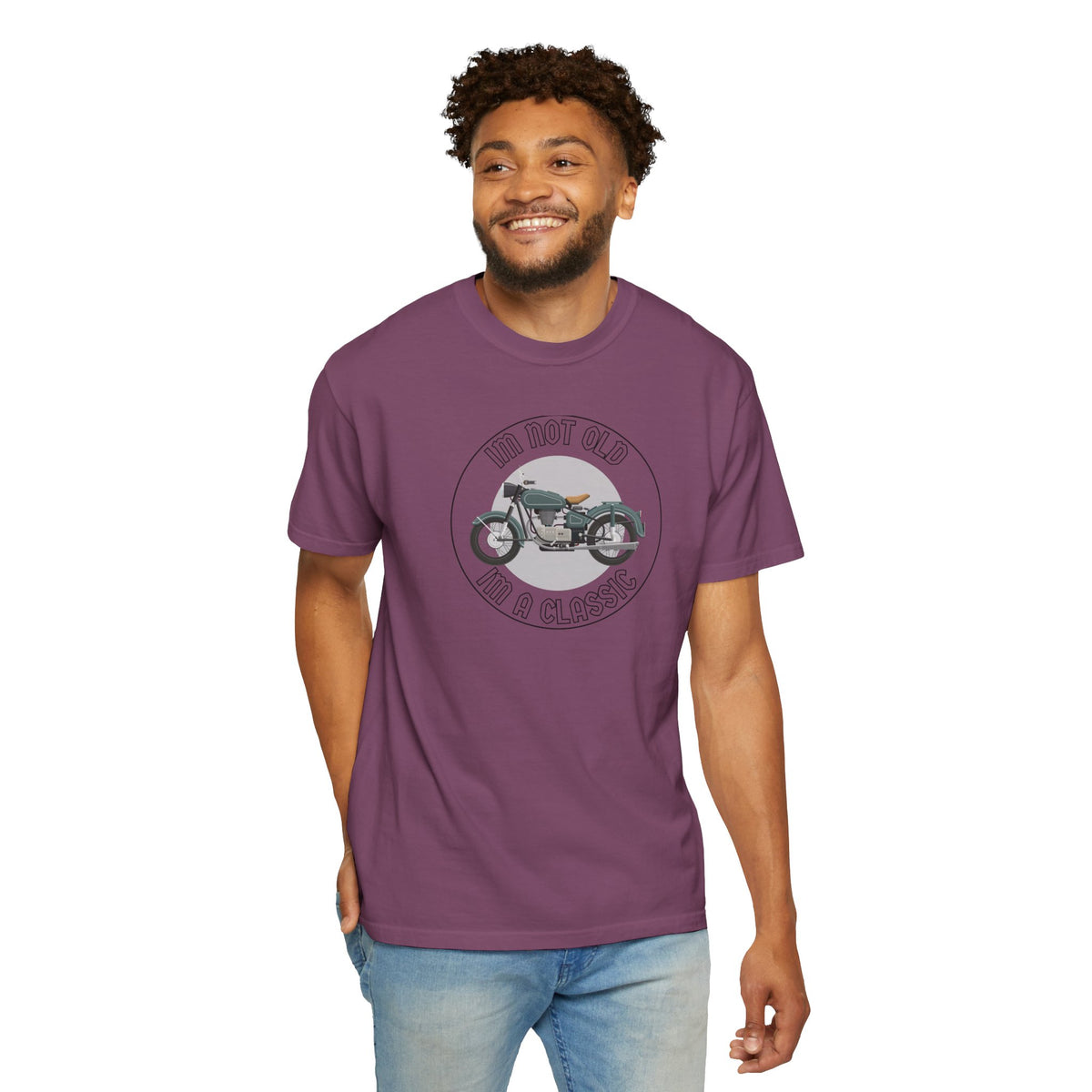 Non UK Sales Motorbike t-shirt  (Im not old, Im a classic) B/W