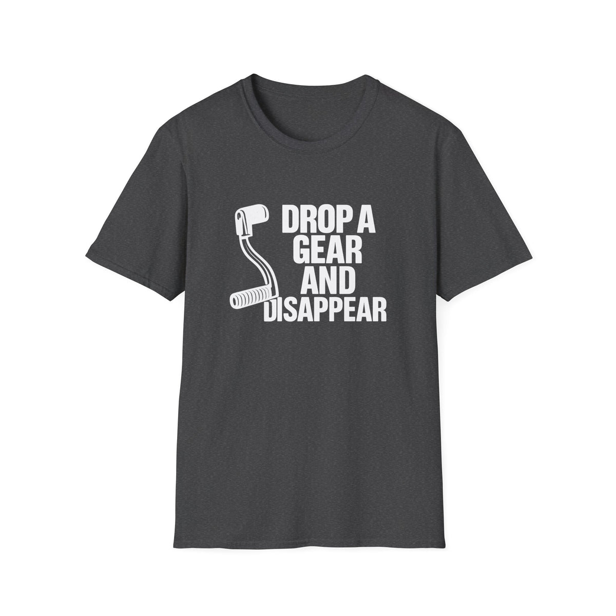 Motorbike T-shirt with 'Drop a gear and disappear'