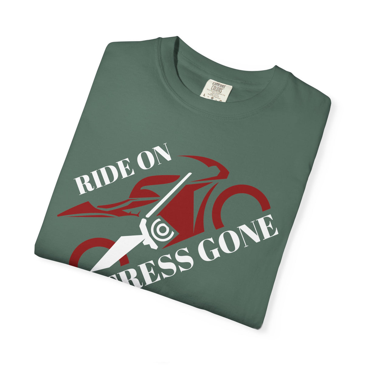 Non UK Sales Motorbike t-shirt  (Ride on, Stress gone)  R/BA