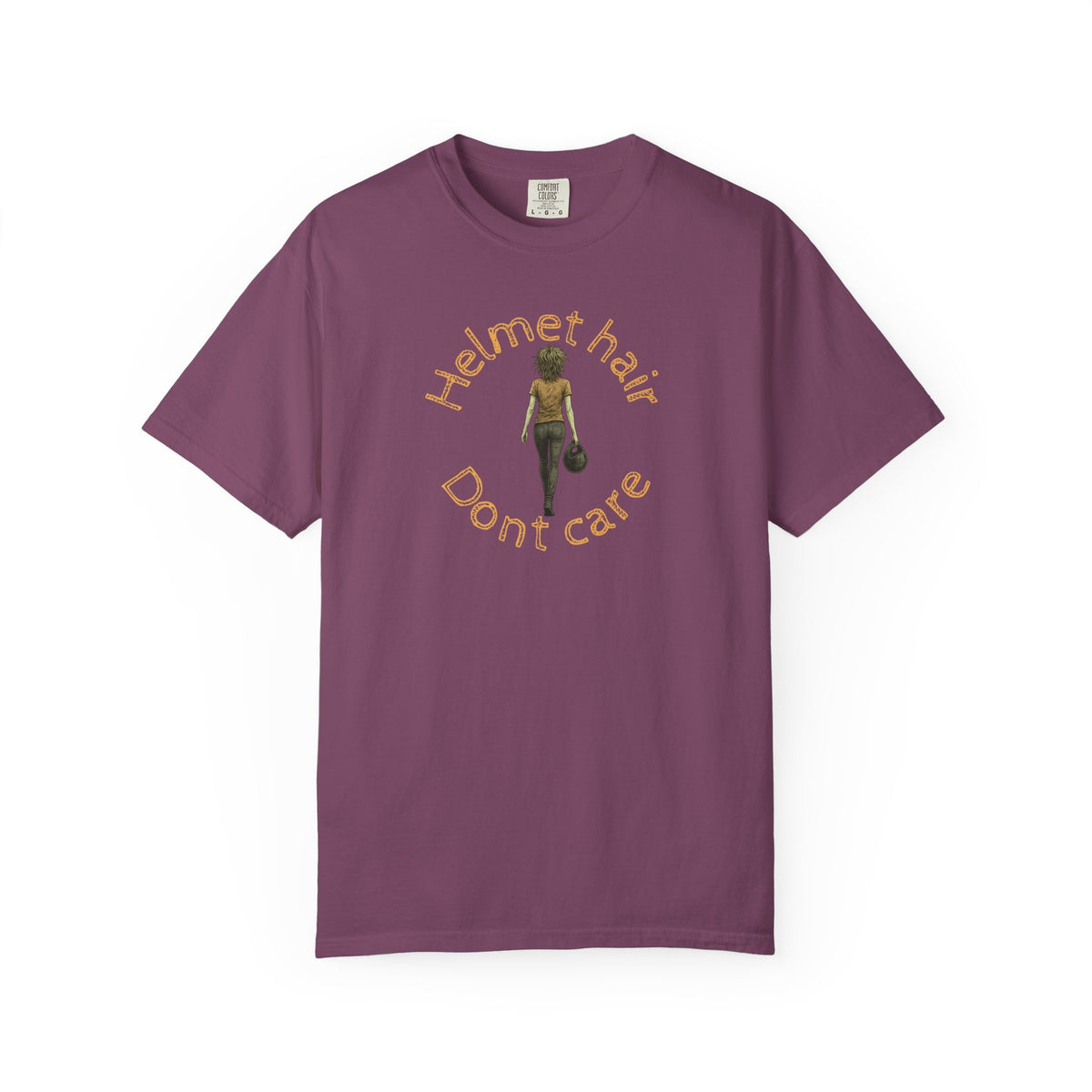 Non UK Sales Motorbike t-shirt  (Helmet hair, Dont care) Y/B