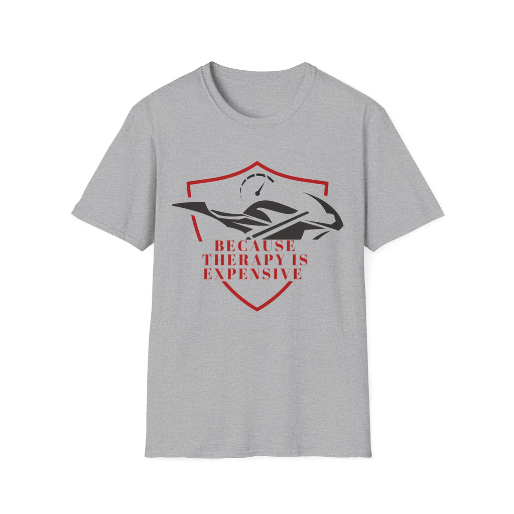 Motorbike T-shirt with 'Because Therapy is Expensive' (4)