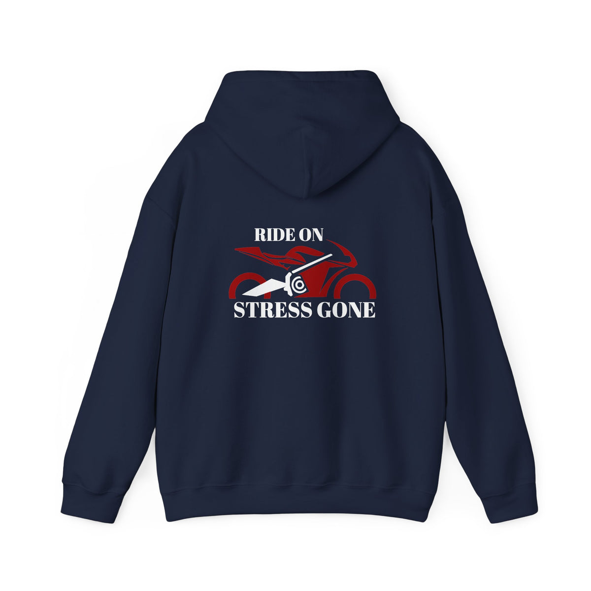 Non UK Sales Hooded Sweatshirt (Ride on, Stress gone) W/B