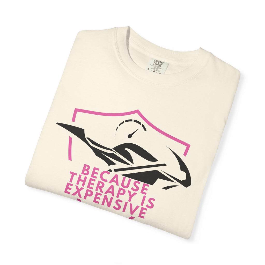Non UK Sales Motorbike t-shirt  (Because Therapy is expensive) P/W