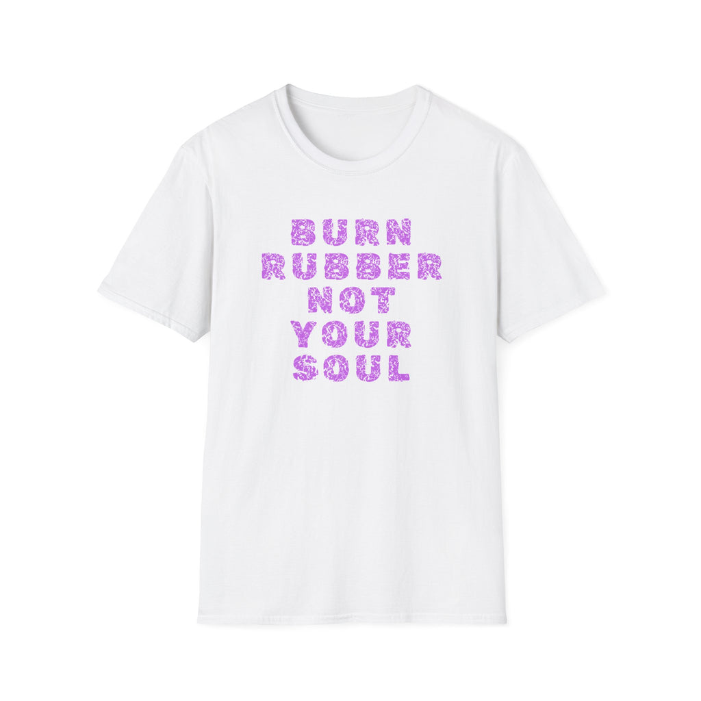 Motorbike T-shirt with 'Burn Rubber, Not your Soul' (3)