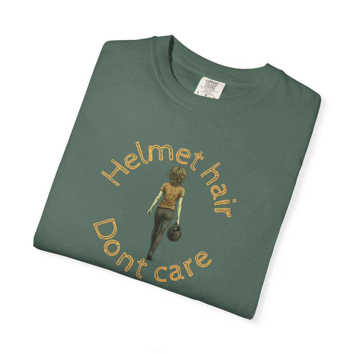 Non UK Sales Motorbike t-shirt  (Helmet hair, Dont care) Y/B