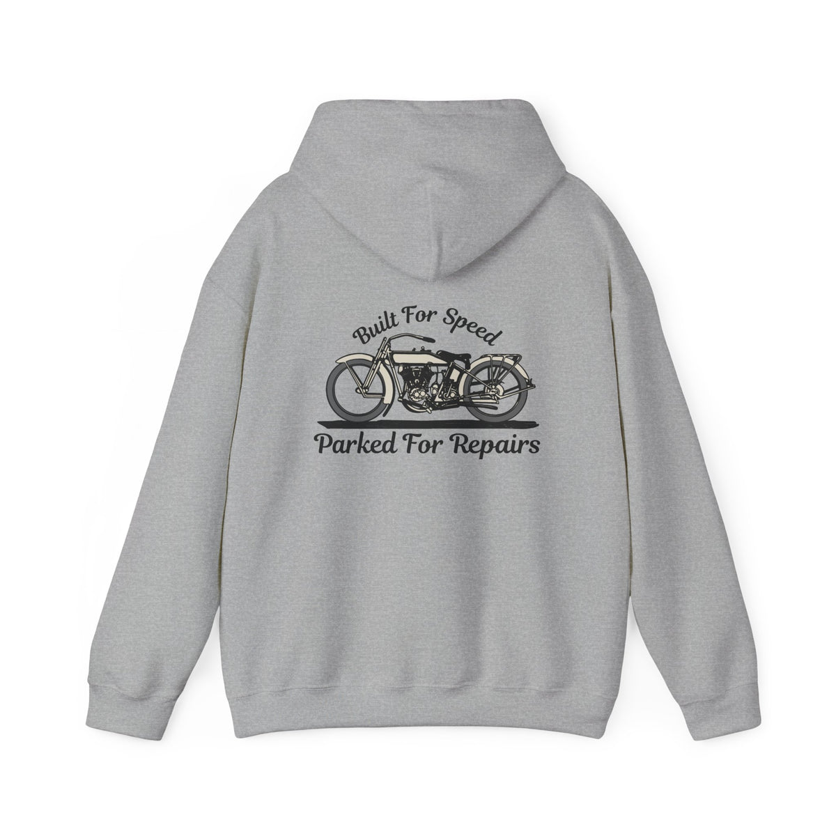 Non UK Sales Hooded Sweatshirt (Built for speed, Parked for repairs) B/W