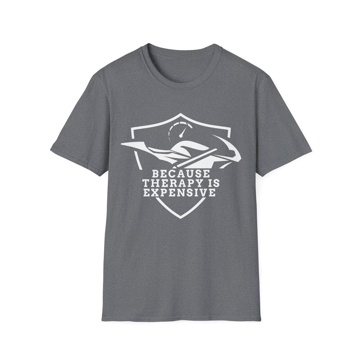 Motorbike T-shirt with 'Because Therapy is Expensive' (1)