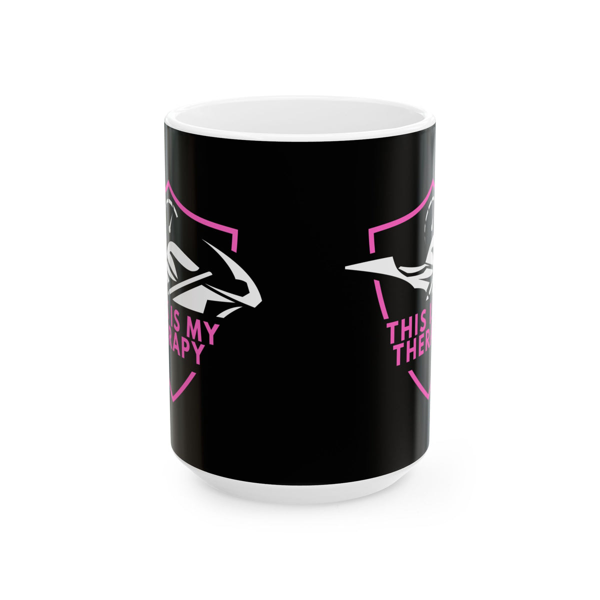 Non UK Sales 11oz And 15oz White Mug With (This is my therapy) pink