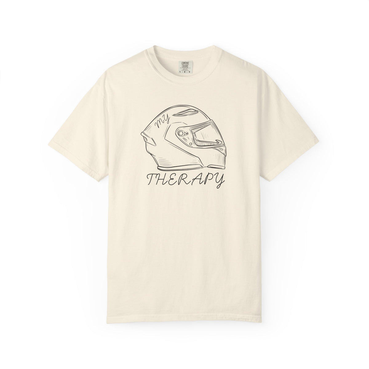 Non UK Sales Motorbike t-shirt  (My therapy)  Helmet B/W