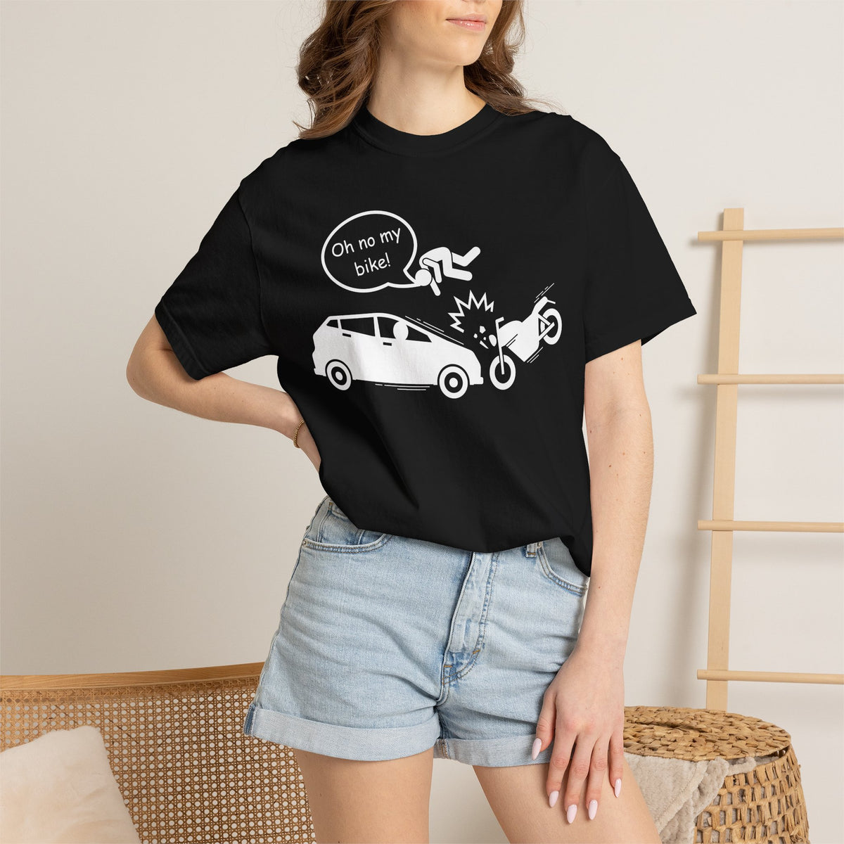 Non UK Sales Motorbike t-shirt (Oh no my bike) Car W/B
