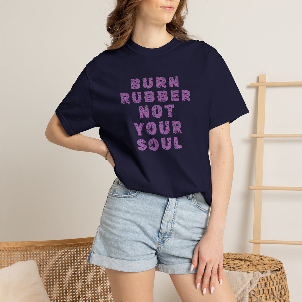 Non UK Sales Motorbike t-shirt  (Burn rubber, Not your soul) Words P/W