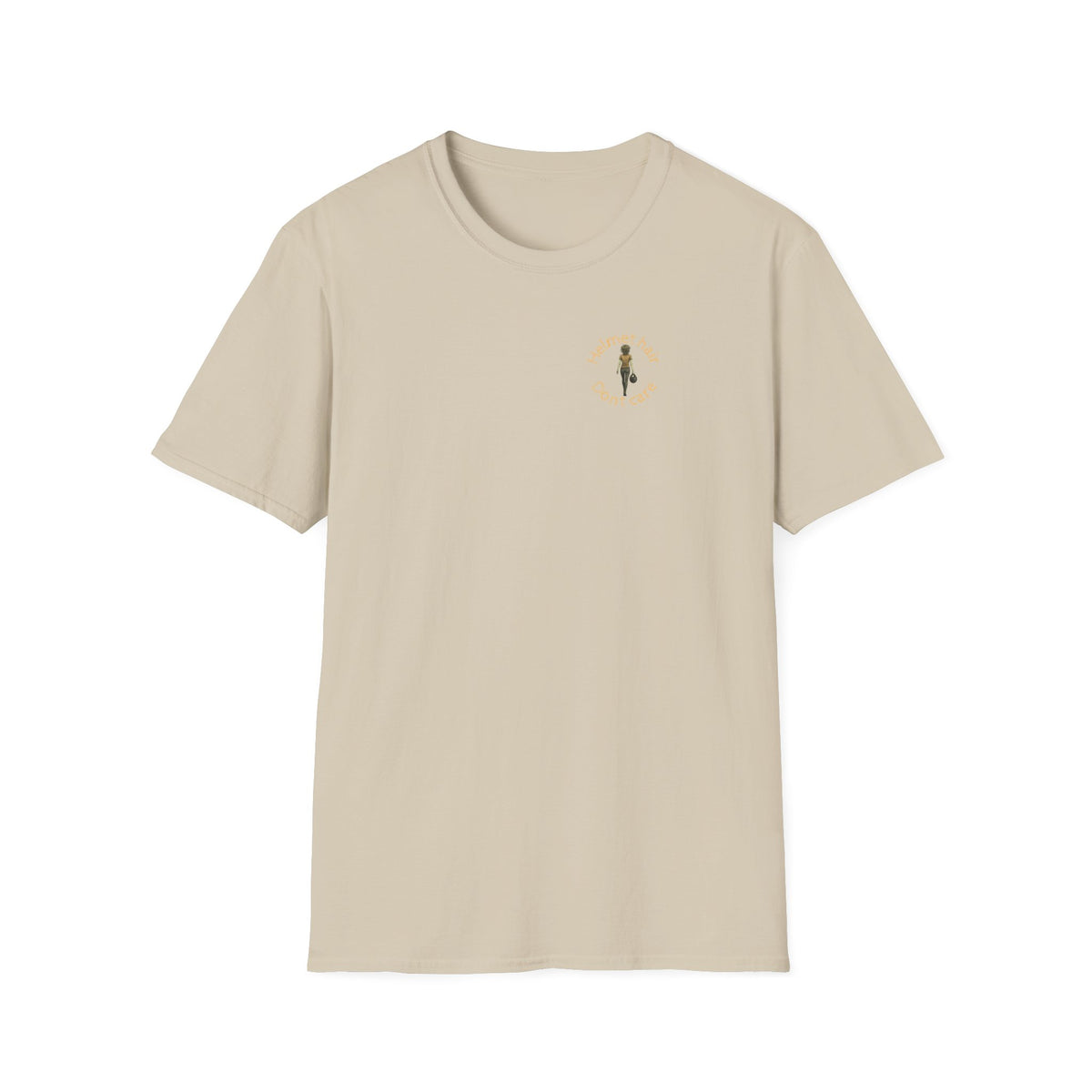 Motorbike T-shirt with 'Helmet hair, Dont care' (Coloured) Small Logo