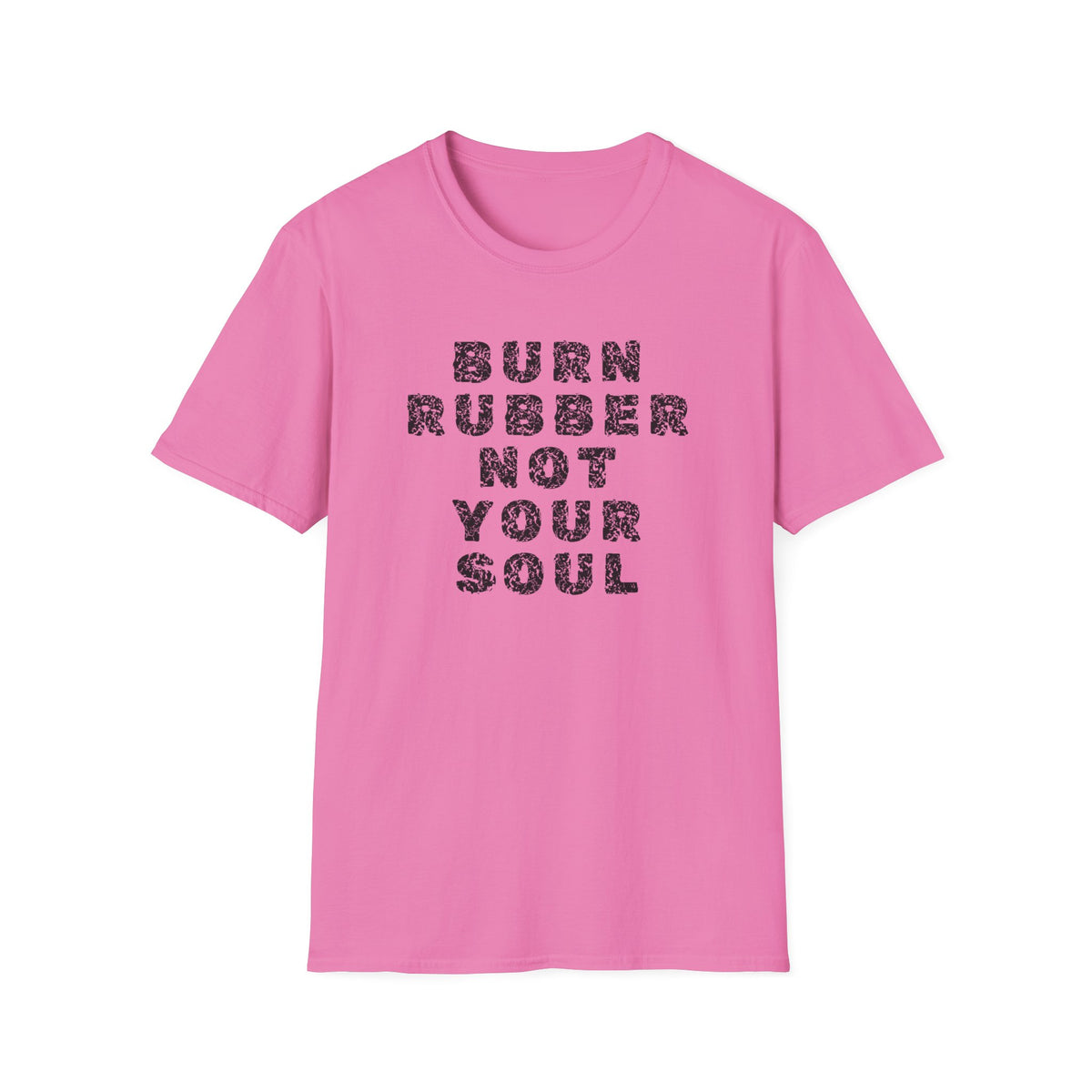 Motorbike T-shirt with 'Burn Rubber, Not your Soul' (2)